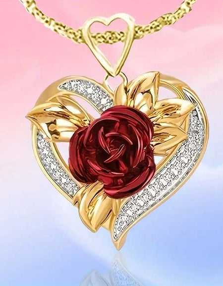 Love Rose Pendant Necklace - Romantic Jewelry-Zy Fulfill