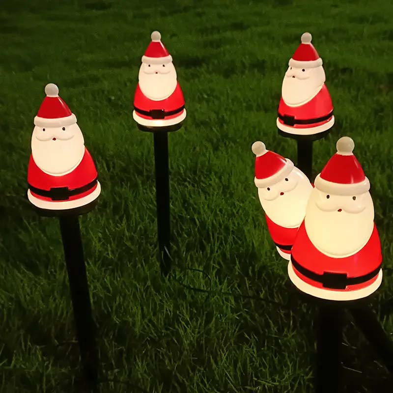 Solar-Powered Santa Lawn Stakes - 5-Pack