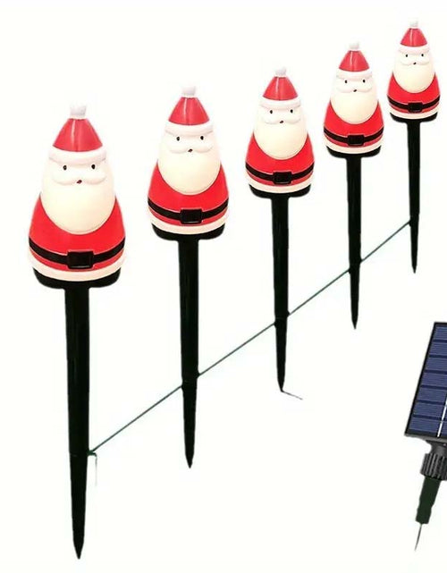 Load image into Gallery viewer, Solar-Powered Santa Lawn Stakes - 5-Pack
