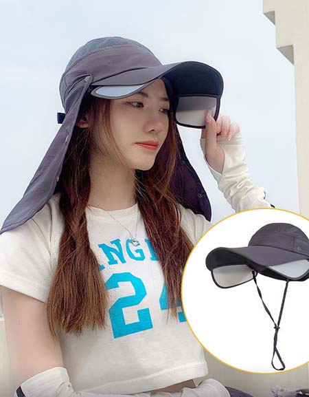 Load image into Gallery viewer, UV Shield Hat: Detachable Brim with Neck Guard &amp; Full Face Mask
