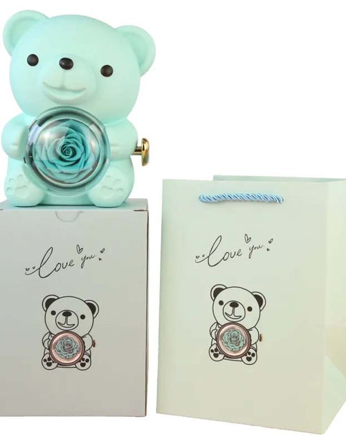 Load image into Gallery viewer, Rose Teddy Bear Gift Box with Necklace – Elegant Valentine &amp; Wedding Keepsake
