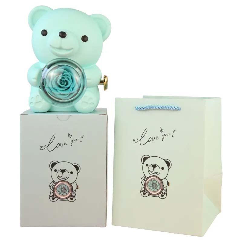 Rose Teddy Bear Gift Box with Necklace – Elegant Valentine & Wedding Keepsake