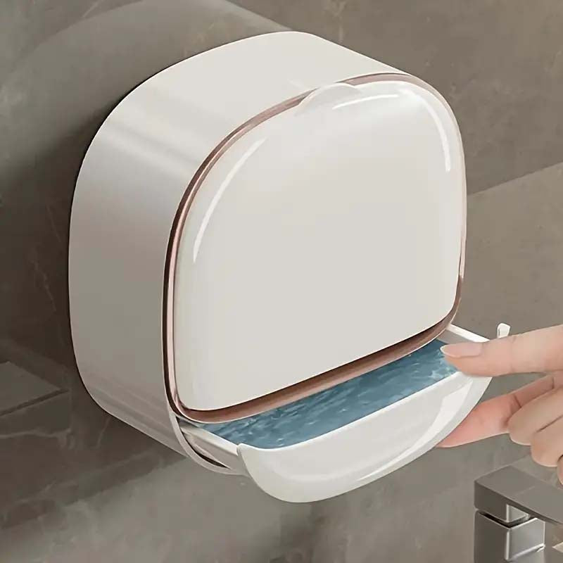 Wall-Mounted No-Drill Soap Dish with Lid - Double-Layer, Easy Install